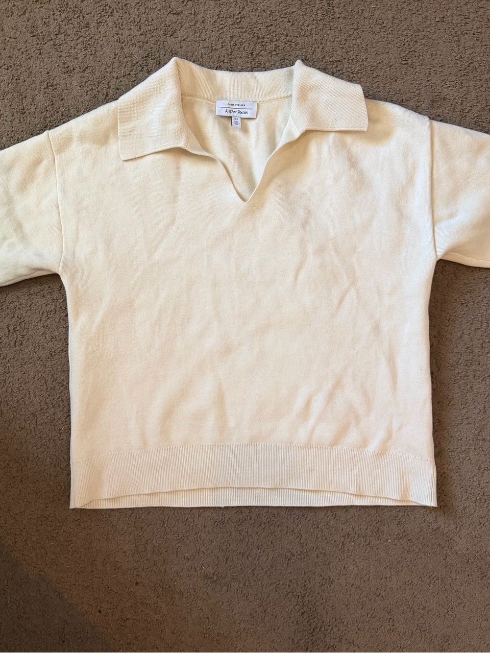 & Other Stories Cream V-Neck Collared Sweater